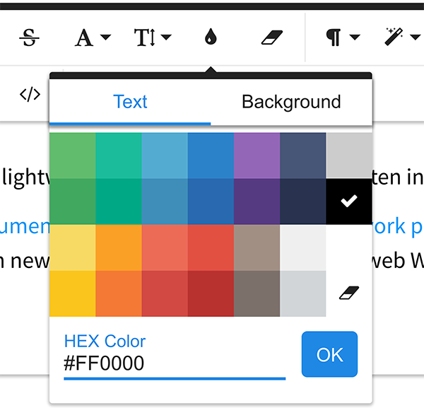 Froala WYSIWYG Editor HEX Color Input