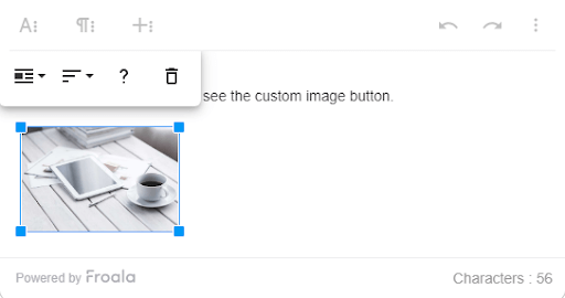 Custom image upload button in a web editor interface