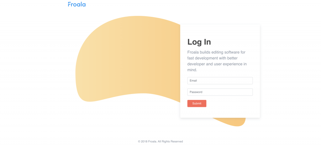 Login page built with Froala Design Blocks Builder