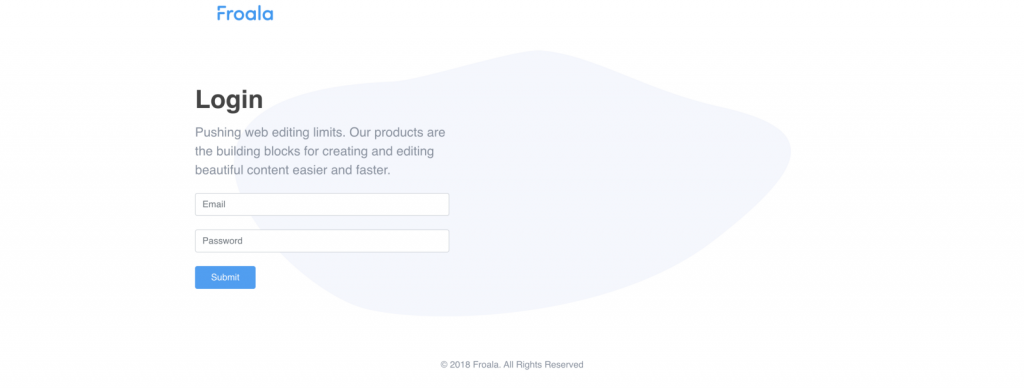 Left-aligned example login by Froala Design Blocks Builder 