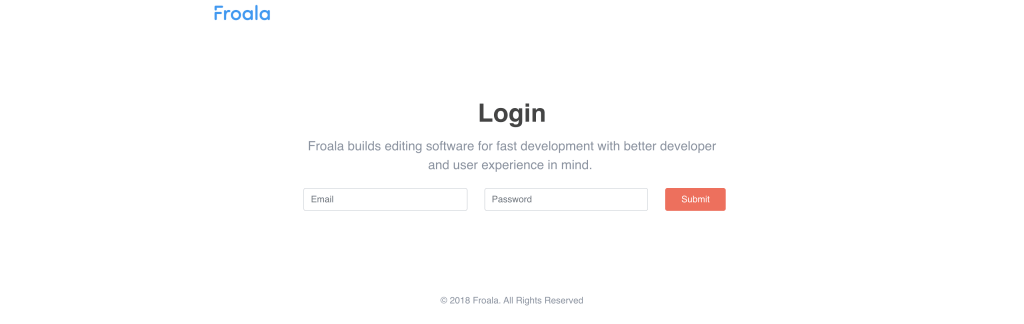 Inline user login from Froala Design Blocks Builder