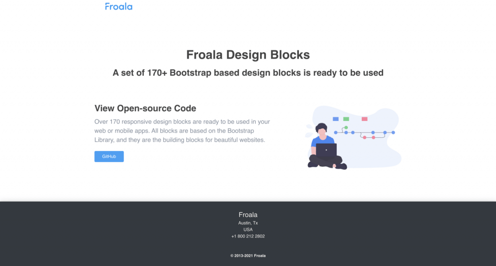 View Froala Design Blocks Open-source Code - Call to Action Page