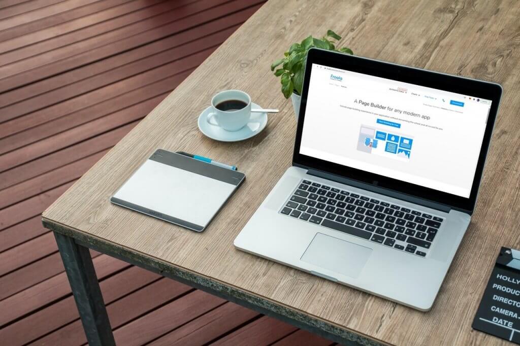 Mockup of a laptop displaying a web design interface, focusing on user experience design.