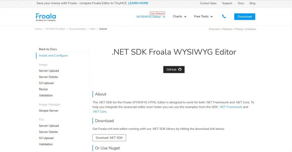 An SDK sample from Froala, showing a practical example of editor integration
