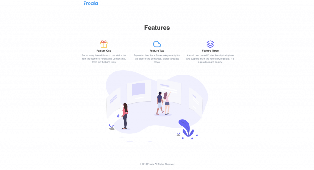 icon-based feature page