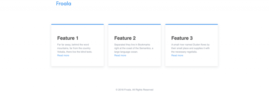 Froala simple card-based feature page 