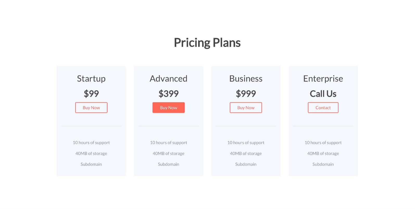 A minimalistic pricing page layout with three tiered options, focused on simplicity