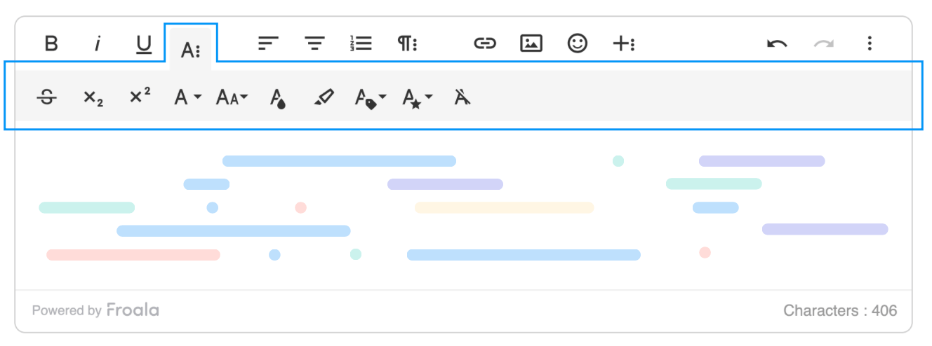 A specific aspect of the Froala Editor, focusing on its user interface and features.