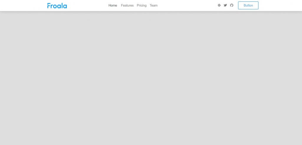 A minimalistic website header with navigation links on a white background.