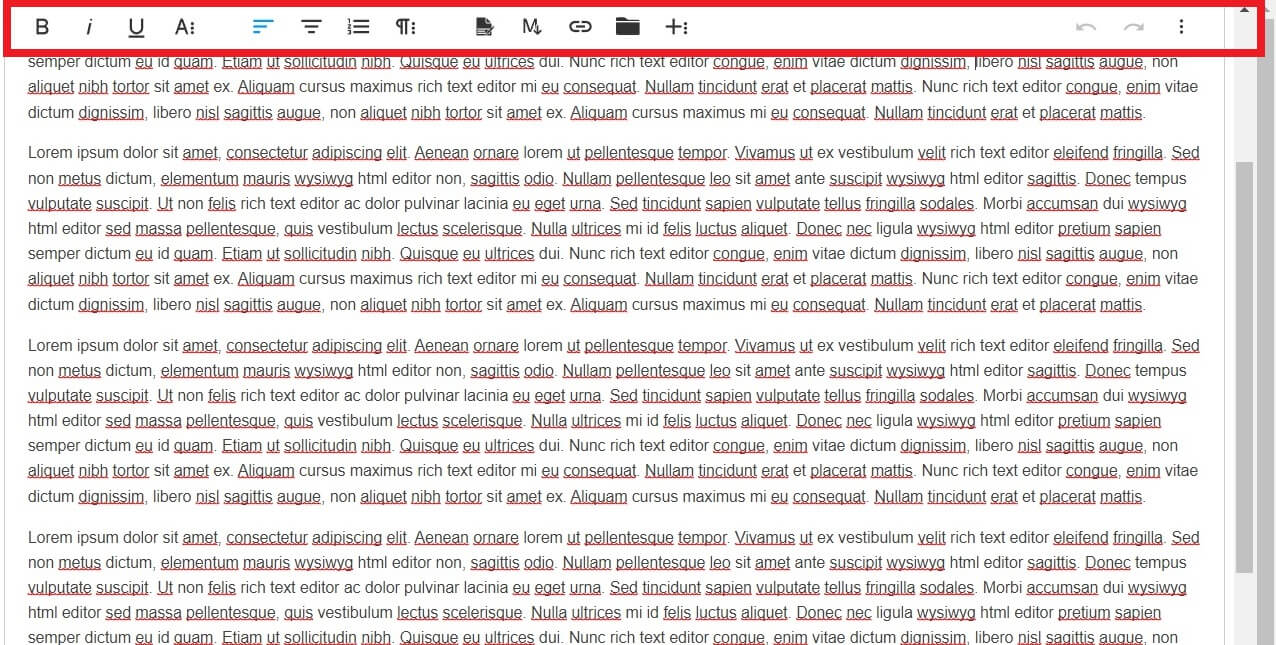 On Froala HTML editor, the stick toolbar looks like this