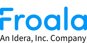 Froala logo with blue lettering on a white background.