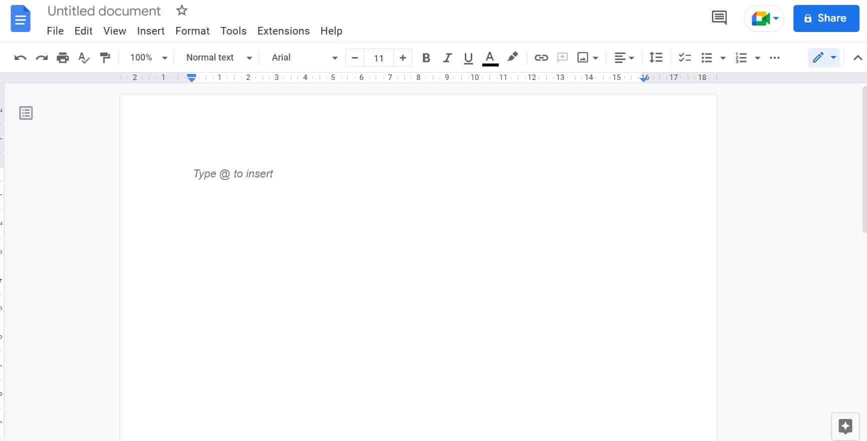 Google Docs' document editor is like an entire word processing tool, complete with toolbars, rulers and page layouts, and more.
