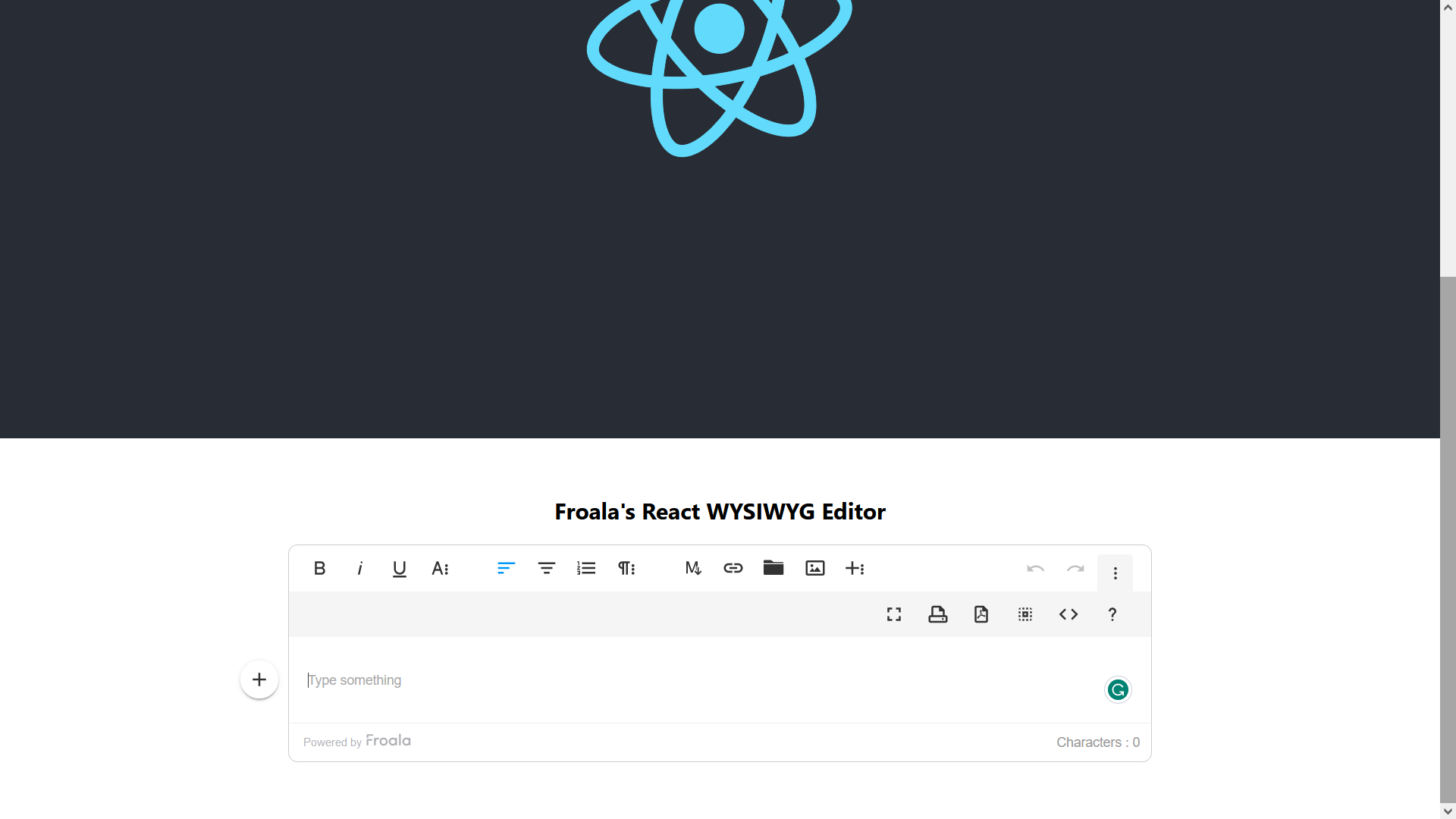 full-featured React editor