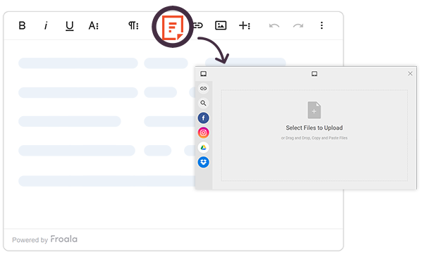 Froala Filestack integration