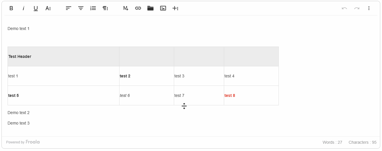 resize table