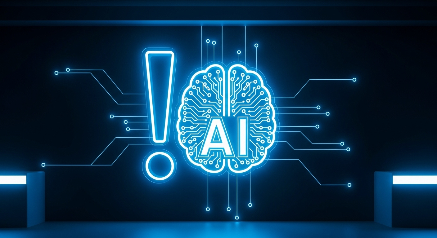 An exclamation point along with a symbol for AI, representing the 5 signs you need AI functionality in your WYSIWYG editors.