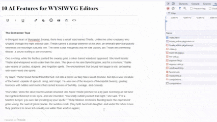 In this GIF, the user asks the in-editor AI to rewrite the block of text in a friendly tone.