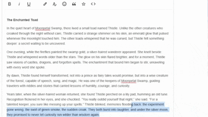 A GIF that demonstrates smart text rewriting through AI.