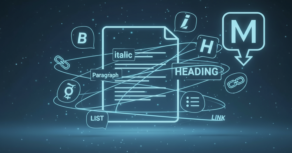 A graphical representation of the different types of formatting that Markdown offers.