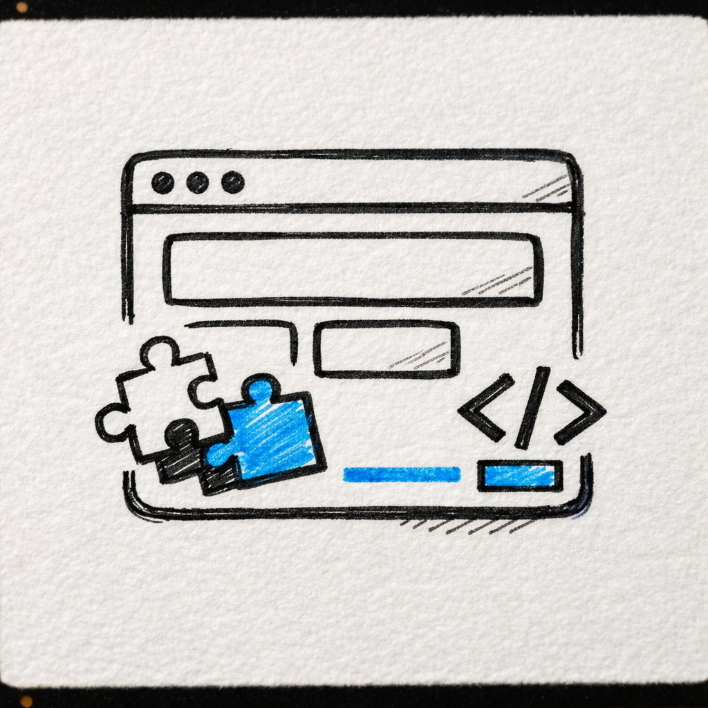 Developer-friendly WYSIWYG editor illustration showing clean HTML output, customization, and extensible editor components