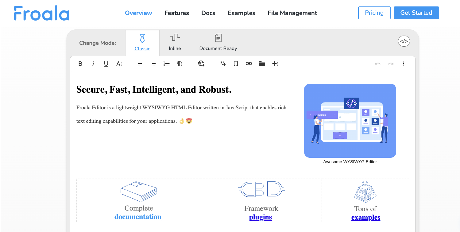 Froala HTML WYSIWYG editor screenshot