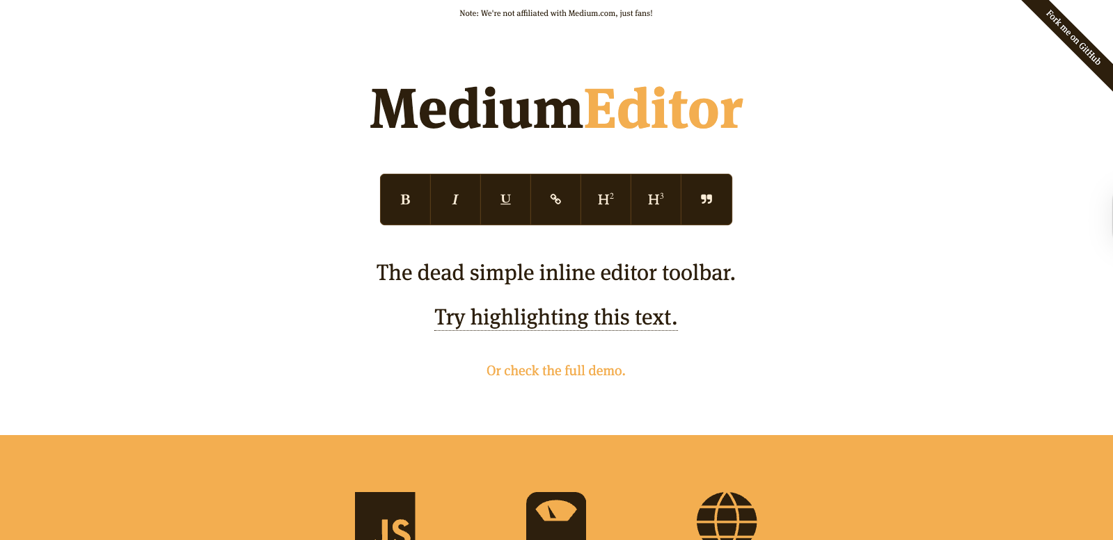 MediumEditor inline WYSIWYG editor