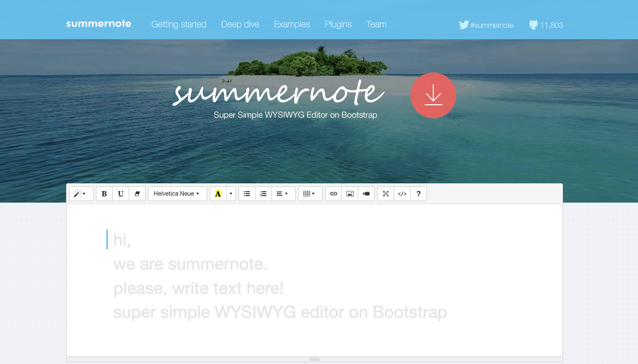 Summernote - open-source WYSIWYG editor