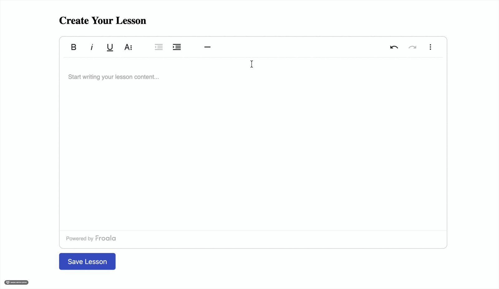 froala editor create lesson demo