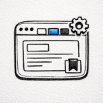 Illustration of a customizable web editor interface with toolbar buttons and settings gear, representing a Vue custom toolbar plugin for an LMS editor