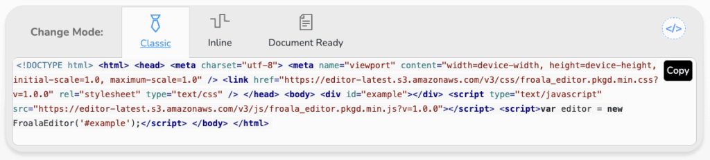 Froala WYSIWYG editor - HTML mode