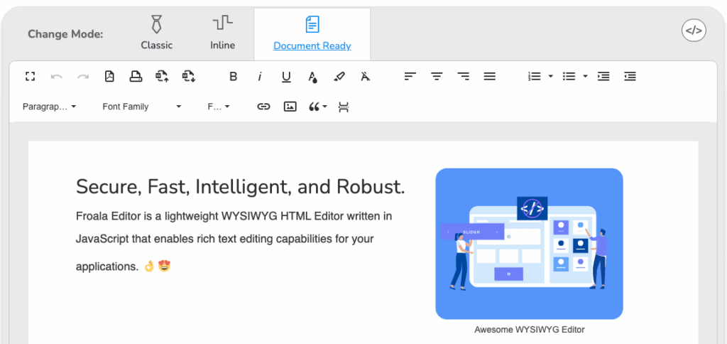 Froala WYSIWYG Editor - Document Mode