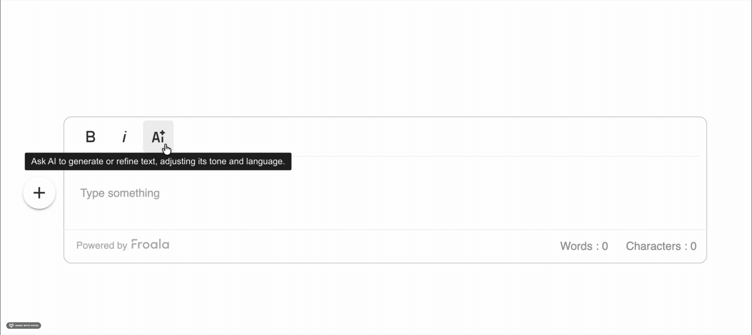 A visual showing the ai assist plugin interface of froala WYSIWYG editor